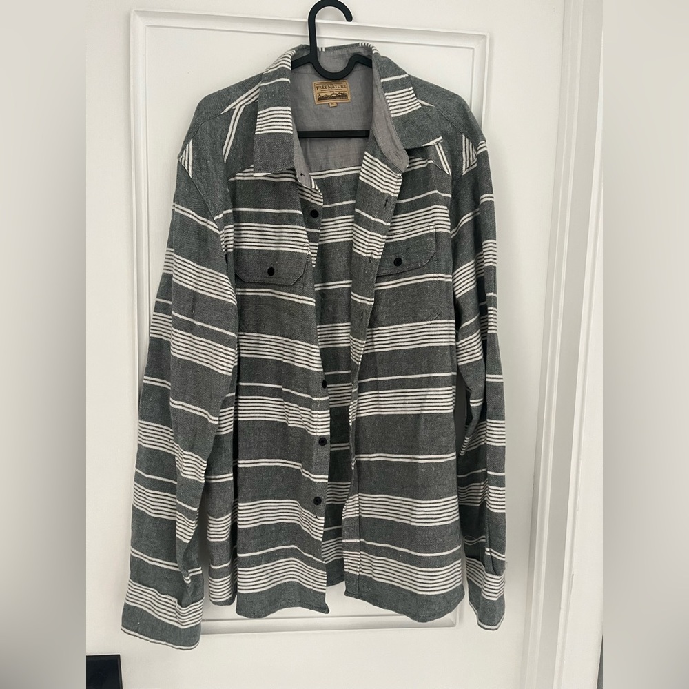 Free Nature Grey Striped Shirt